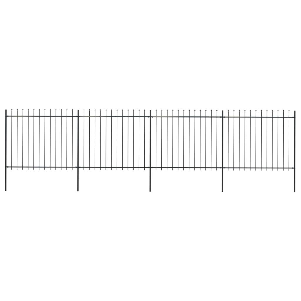 Tuinhek Met Speren Bovenkant 1,7X0,8 M Staal Zwart
