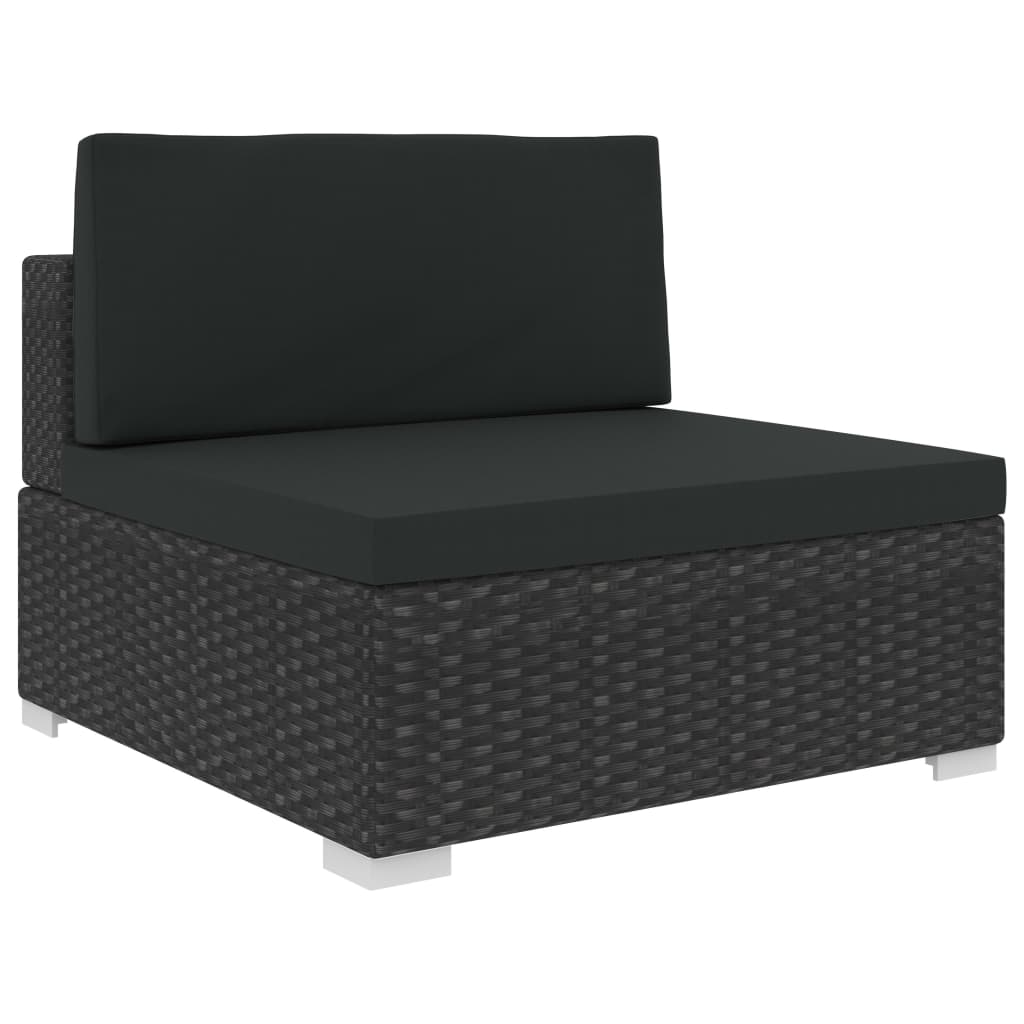 8-Delige Loungeset Met Kussens Poly Rattan Zwart