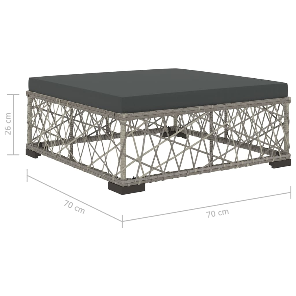 6-Delige Loungeset Met Kussens Poly Rattan Grijs