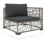 8-Delige Loungeset Met Kussens Poly Rattan Grijs