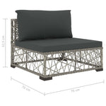 6-Delige Loungeset Met Kussens Poly Rattan Grijs