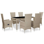 -Delige Tuinset Met Kussens Poly Rattan Beige