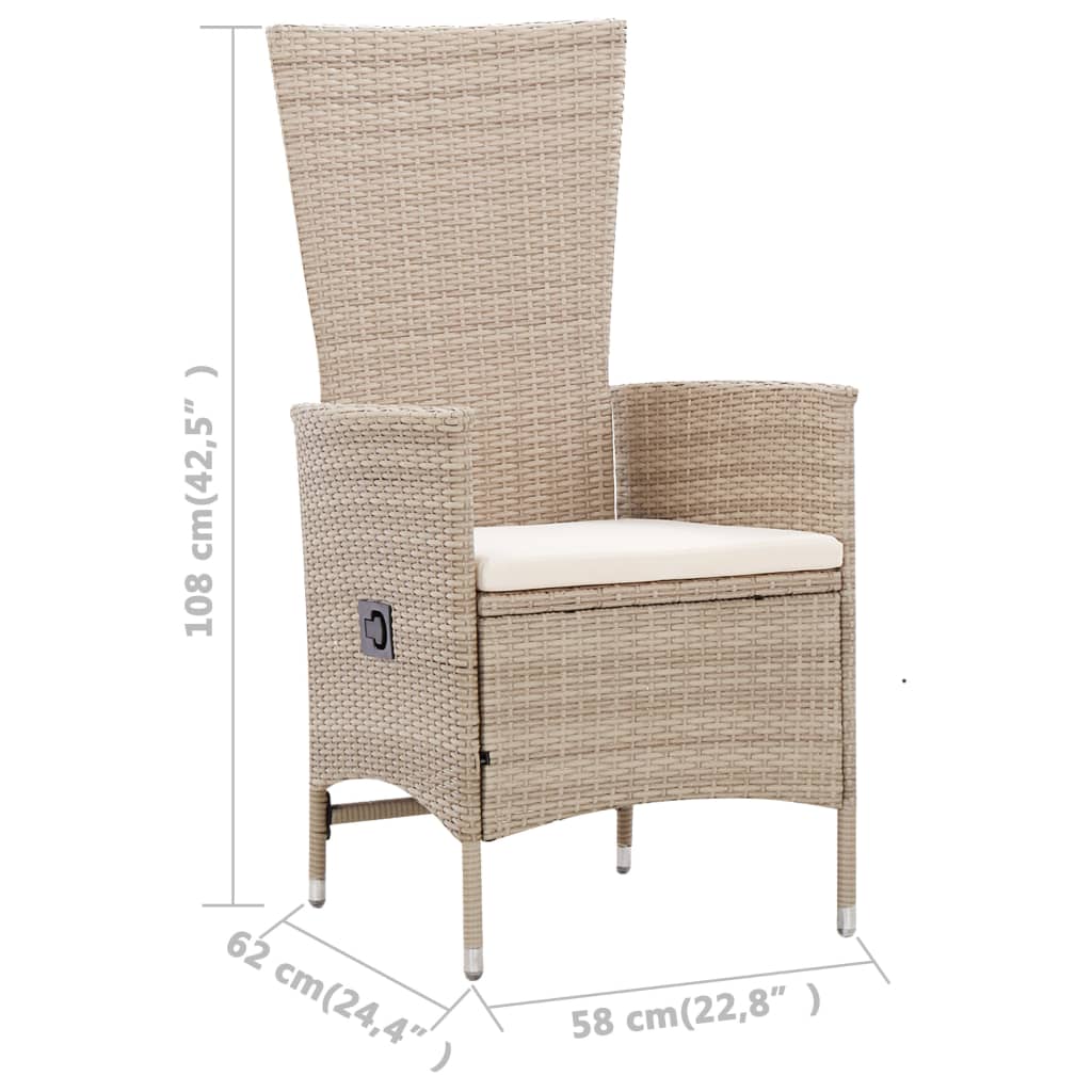 -Delige Tuinset Met Kussens Poly Rattan Beige