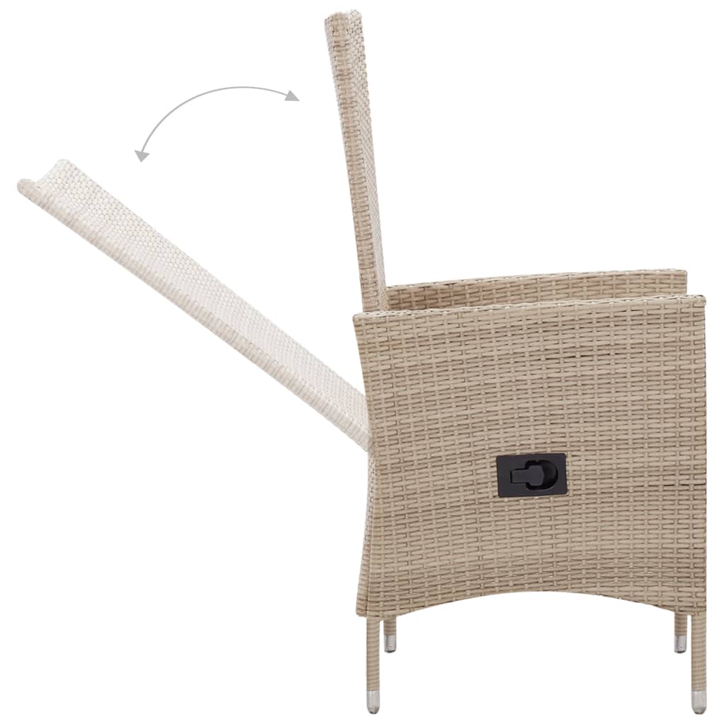 -Delige Tuinset Met Kussens Poly Rattan Beige