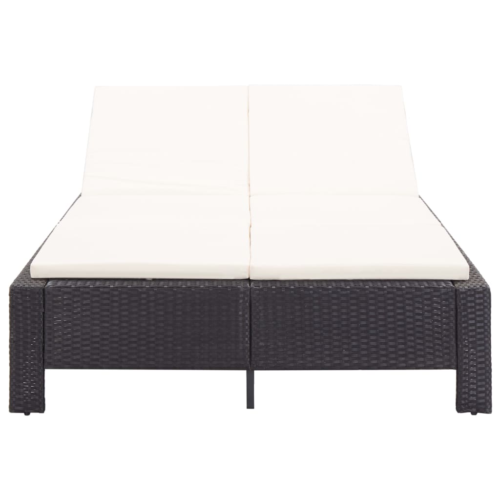 Ligbed Met Kussen 2-Persoons Poly Rattan