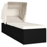 Ligbed Met Luifel En Kussen Poly Rattan Wit