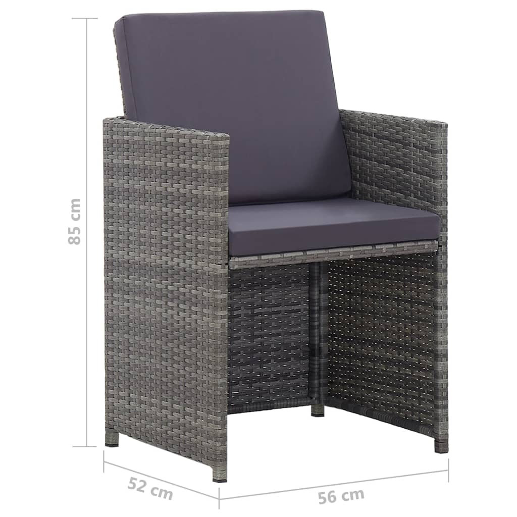 3-Delige Tuinset Met Kussens Poly Rattan Kleurig Antraciet En Bruin