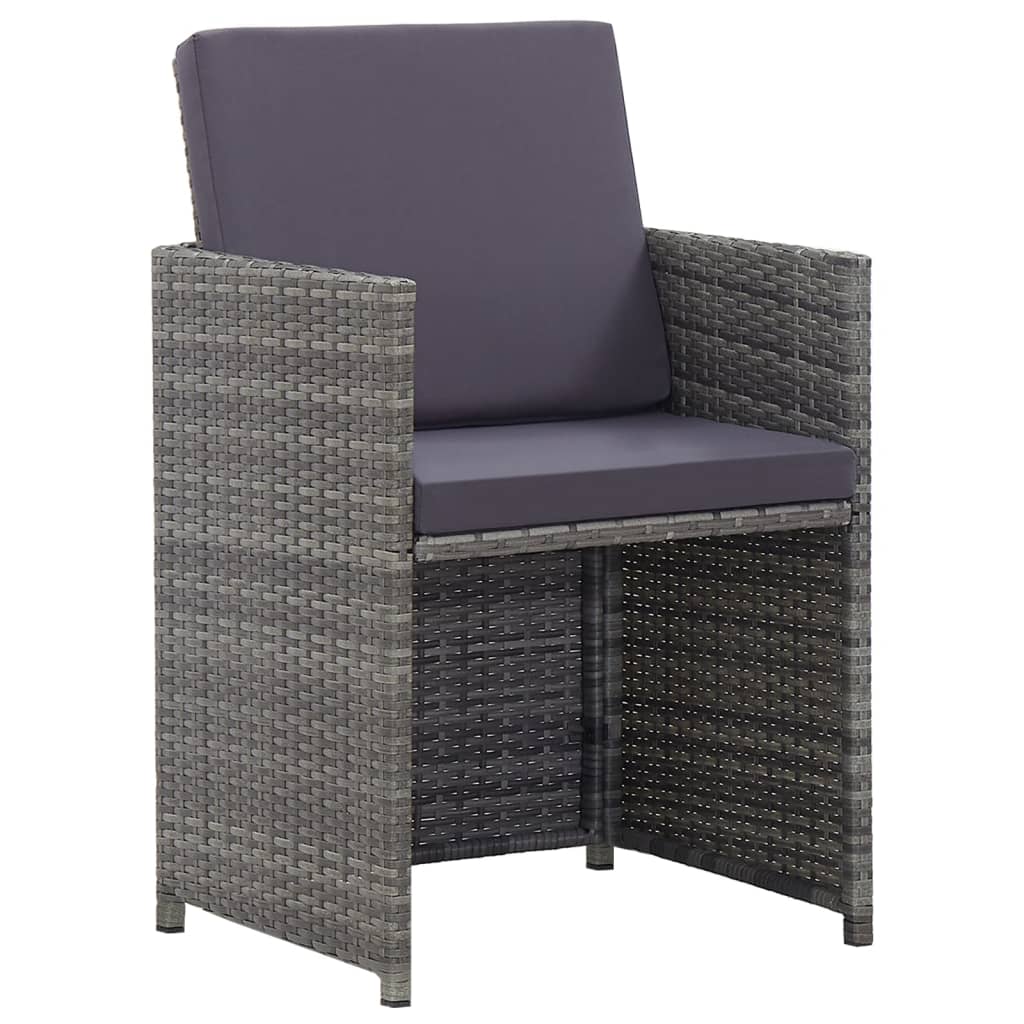 3-Delige Tuinset Met Kussens Poly Rattan Kleurig Antraciet En Bruin