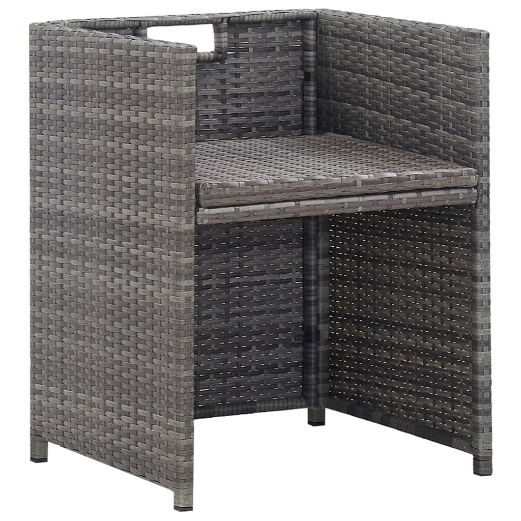 3-Delige Tuinset Met Kussens Poly Rattan Kleurig Antraciet En Bruin