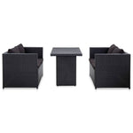 -Delige Loungeset Met Kussens Poly Rattan