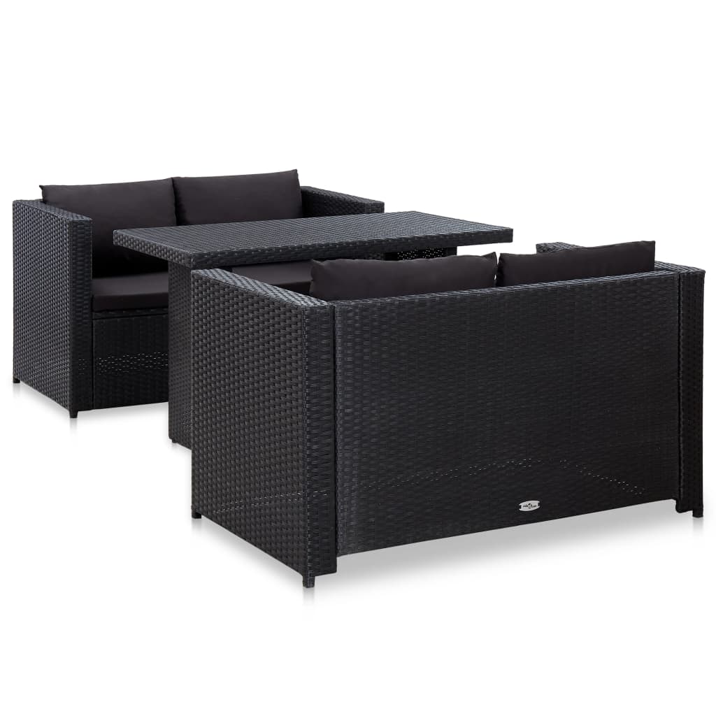 -Delige Loungeset Met Kussens Poly Rattan