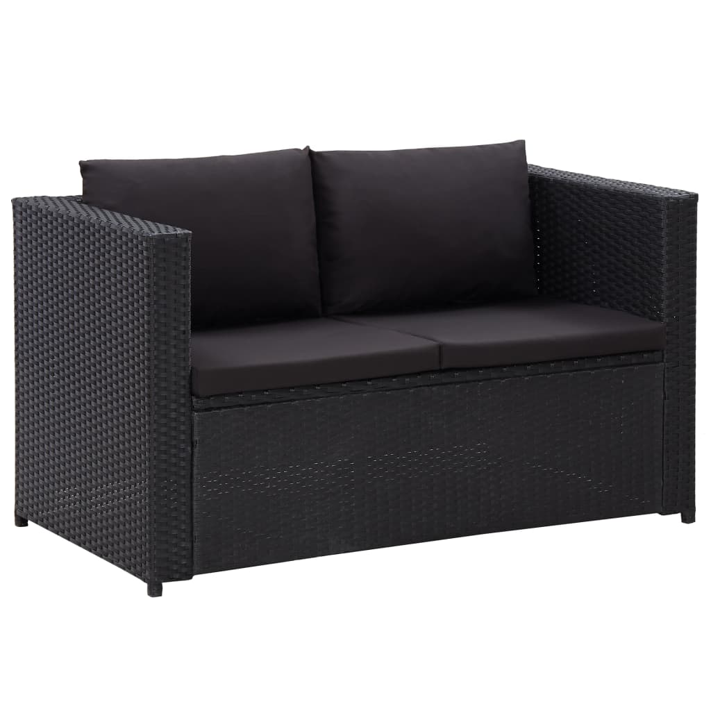 -Delige Loungeset Met Kussens Poly Rattan