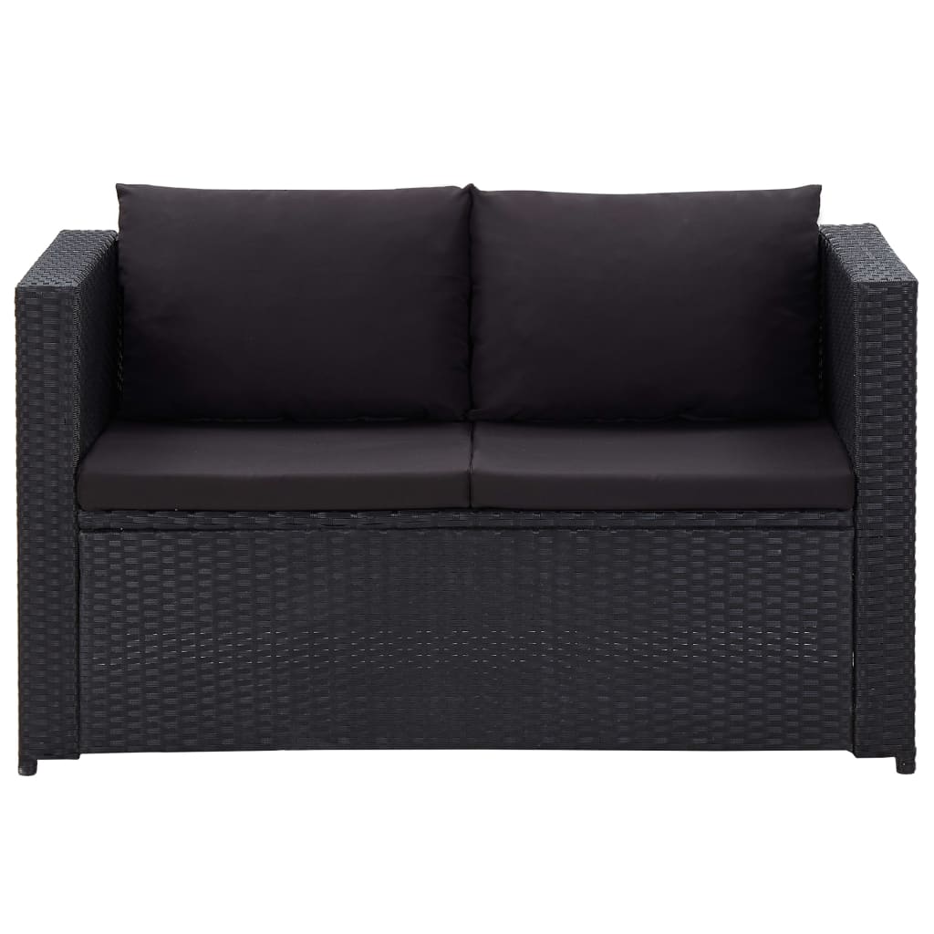 -Delige Loungeset Met Kussens Poly Rattan