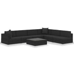 7-Delige Loungeset Met Kussens Poly Rattan Zwart