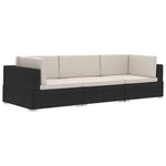 -Delige Loungeset Met Kussens Poly Rattan