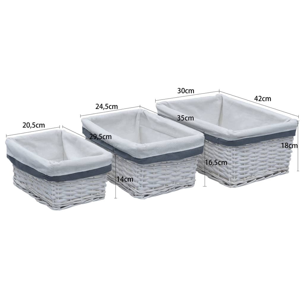 3-Delige Mandenset Stapelbaar Wilgen