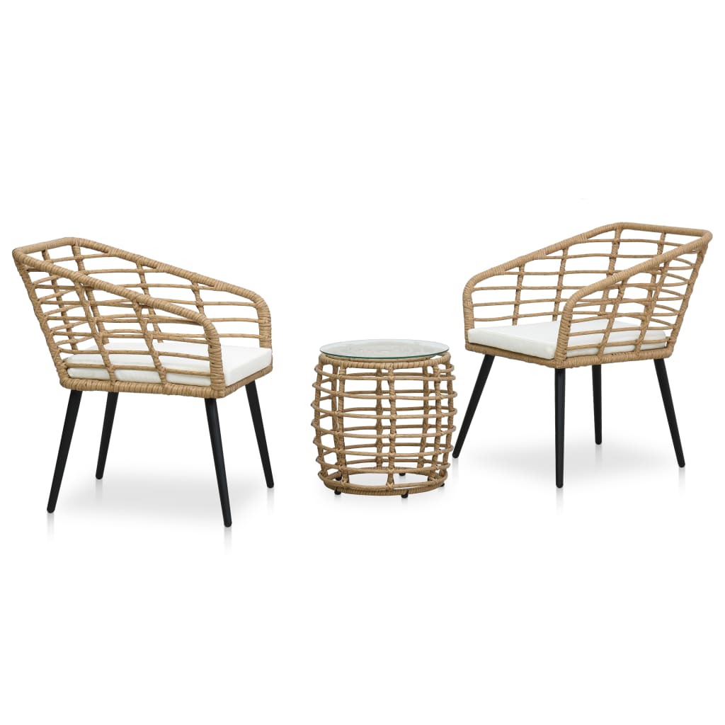 -Delige Bistroset Poly Rattan Kleurig