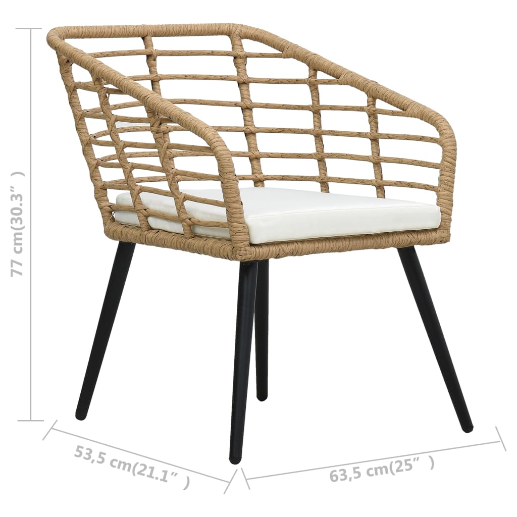 -Delige Bistroset Poly Rattan Kleurig