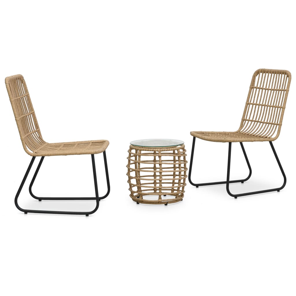 -Delige Bistroset Poly Rattan Kleurig