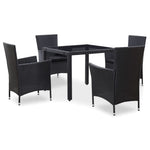 -Delige Tuinset Met Kussens Poly Rattan Zwart