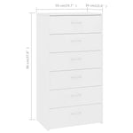 Dressoir Met 6 Lades 50X34X96 Cm Bewerkt Hout