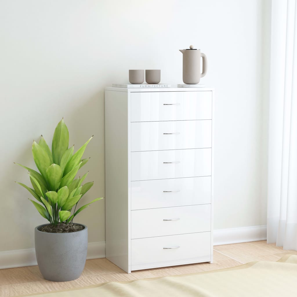 Dressoir Met 6 Lades 50X34X96 Cm Bewerkt Hout