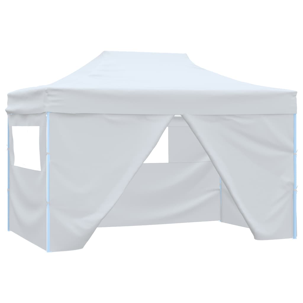 Partytent Met 4 Zijwanden Inklapbaar 3X4,5 M Wit Hoogglans Grijs