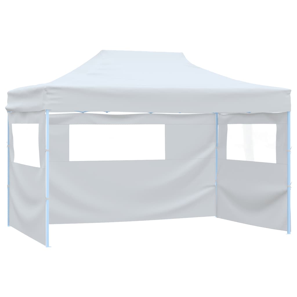 Partytent Met 4 Zijwanden Inklapbaar 3X4,5 M Wit Hoogglans Grijs