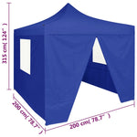 Partytent Met 4 Zijwanden Inklapbaar 2X2 M Staal