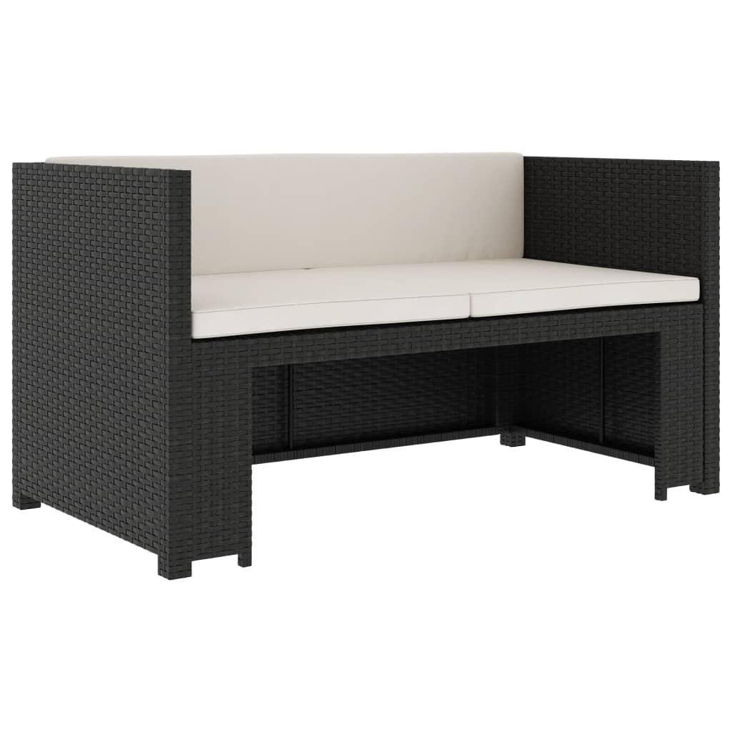 -Delige Loungeset Met Kussens Poly Rattan