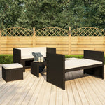 -Delige Loungeset Met Kussens Poly Rattan