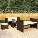 -Delige Loungeset Met Kussens Poly Rattan