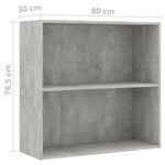 Boekenkast Met 2 Schappen 80X30X76,5 Cm Bewerkt Hout Betongrijs