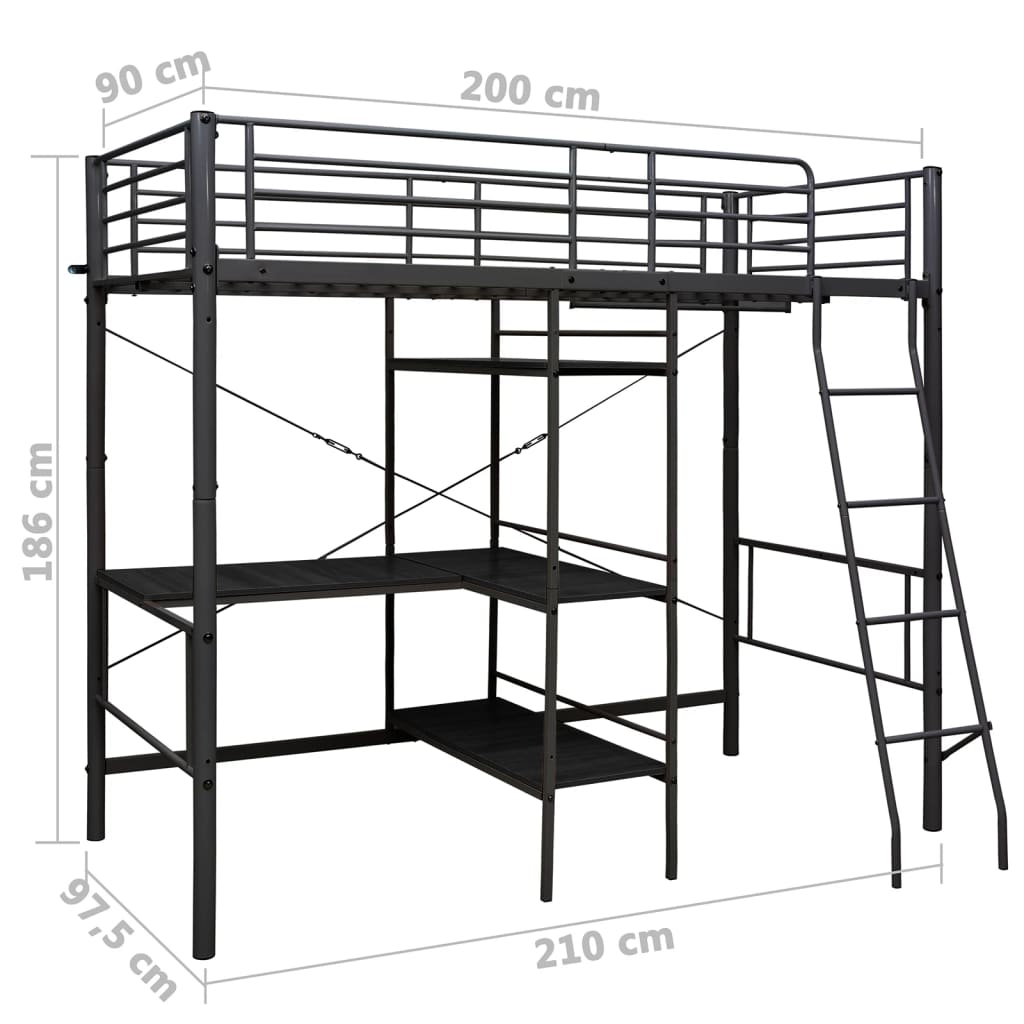 Stapelbedframe Met Tafel Metaal