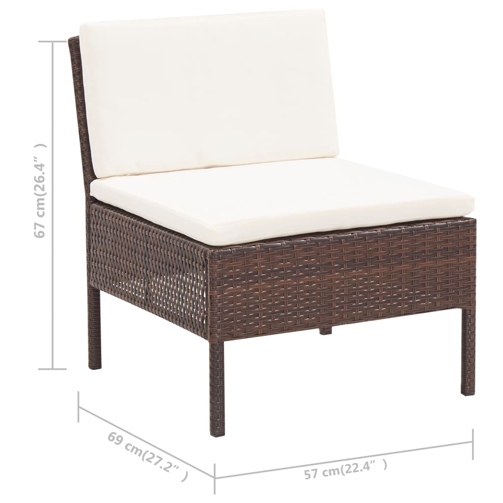 -Delige Loungeset Met Kussens Poly Rattan