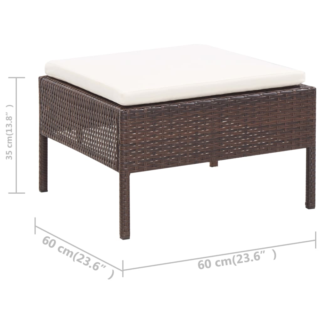 -Delige Loungeset Met Kussens Poly Rattan