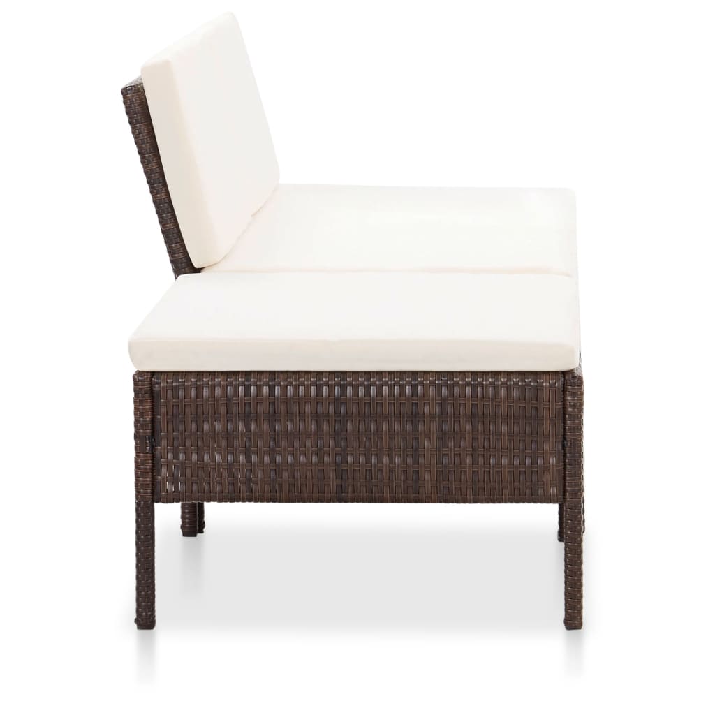 -Delige Loungeset Met Kussens Poly Rattan