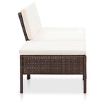 -Delige Loungeset Met Kussens Poly Rattan