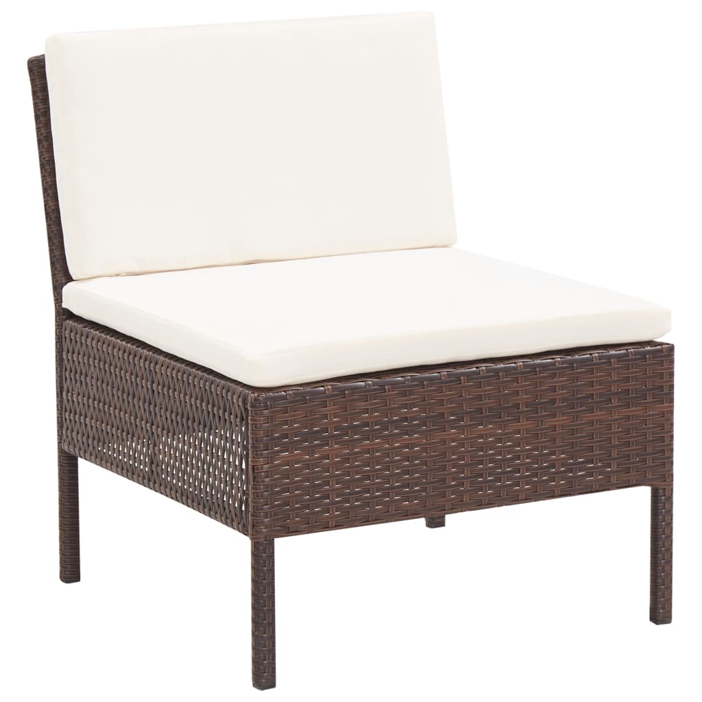 -Delige Loungeset Met Kussens Poly Rattan