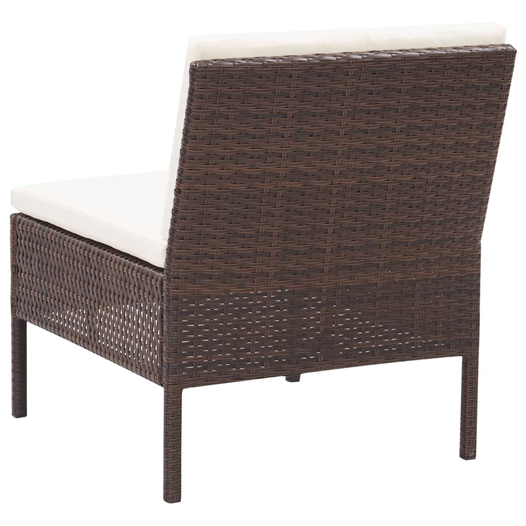 -Delige Loungeset Met Kussens Poly Rattan