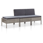 -Delige Loungeset Met Kussens Poly Rattan
