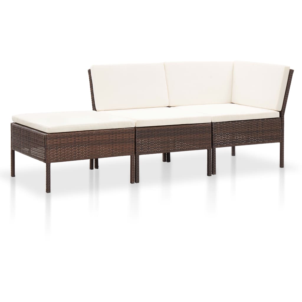 -Delige Loungeset Met Kussens Poly Rattan