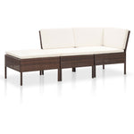 -Delige Loungeset Met Kussens Poly Rattan