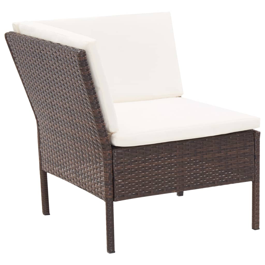 -Delige Loungeset Met Kussens Poly Rattan