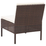 -Delige Loungeset Met Kussens Poly Rattan