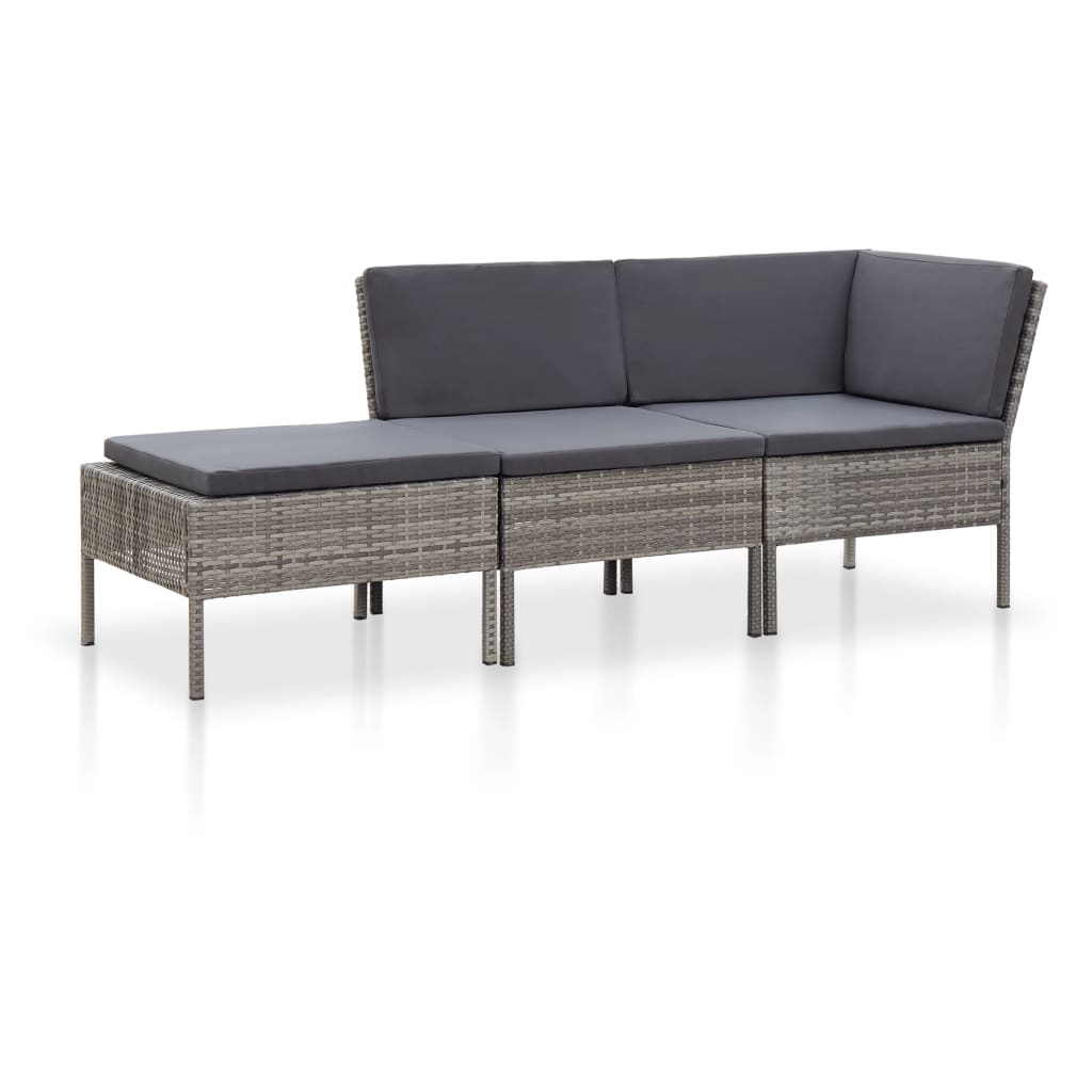 -Delige Loungeset Met Kussens Poly Rattan