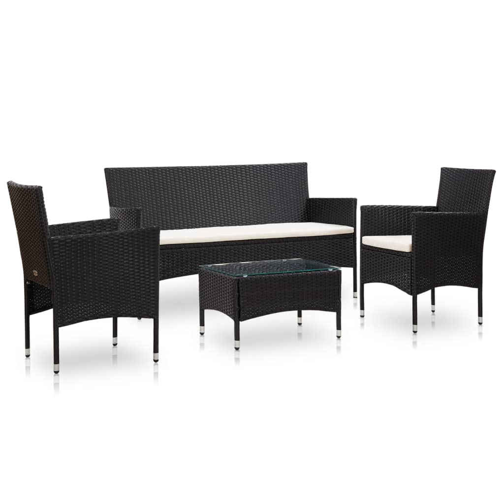 -Delige Loungeset Met Kussens Poly Rattan