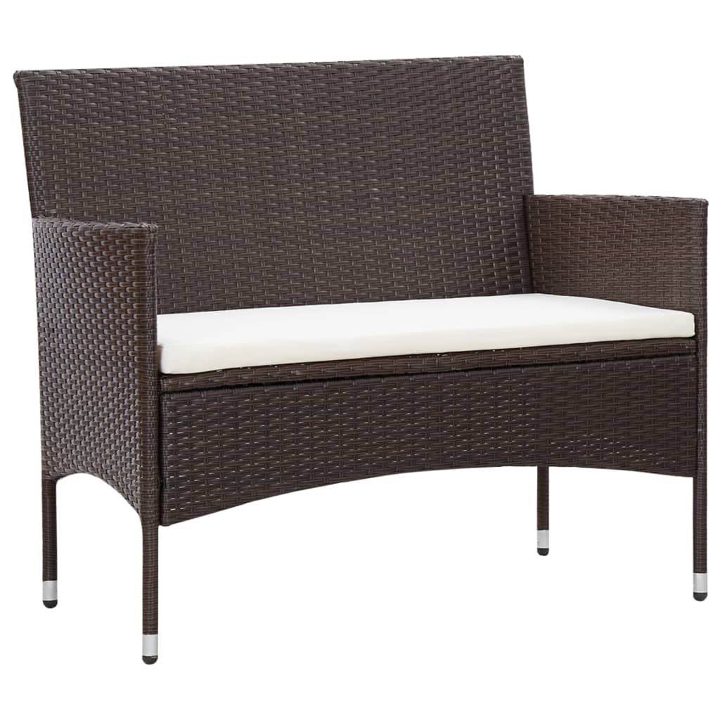 -Delige Loungeset Met Kussens Poly Rattan