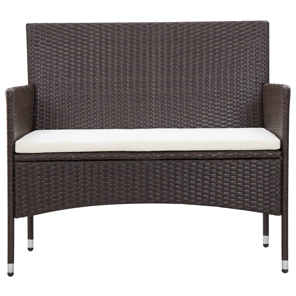-Delige Loungeset Met Kussens Poly Rattan