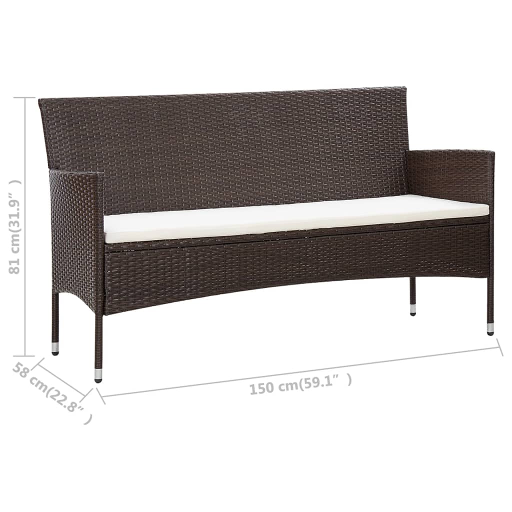 -Delige Loungeset Met Kussens Poly Rattan